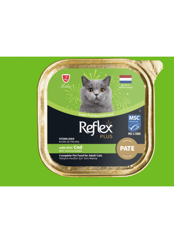 Reflex Plus Pate MSC Morina Balıklı Kısırlaştırılmış Yetişkin Kedi Maması 85 g